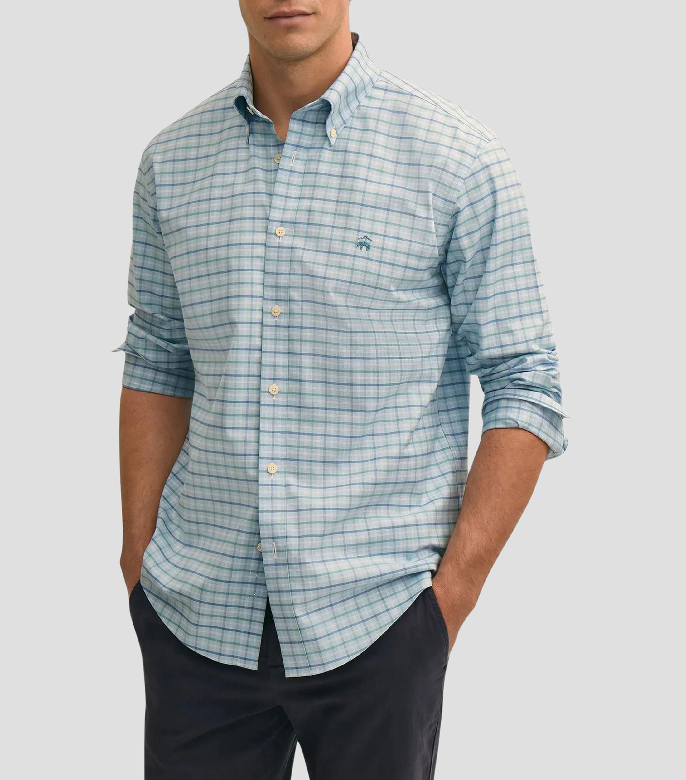 Camisa a cuadros manga larga Hombre